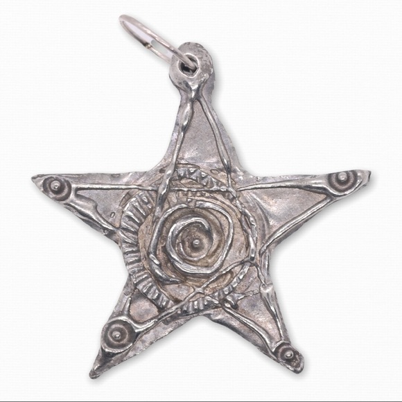 Unique Silver Necklaces 2 Hand Crafted Pendants Ornate Star & Square Abstract - Picture 6 of 8